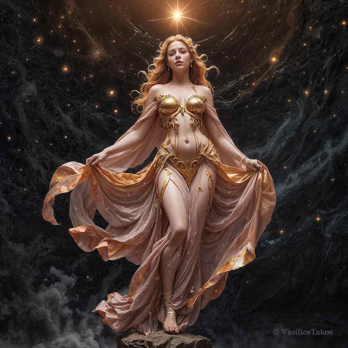 Illustration of Venus in Gemini energizing the zodiac