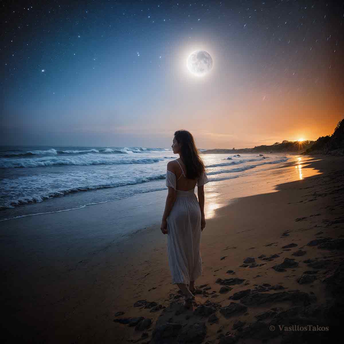 illustration of the New Moon in Cancer nurturing energy