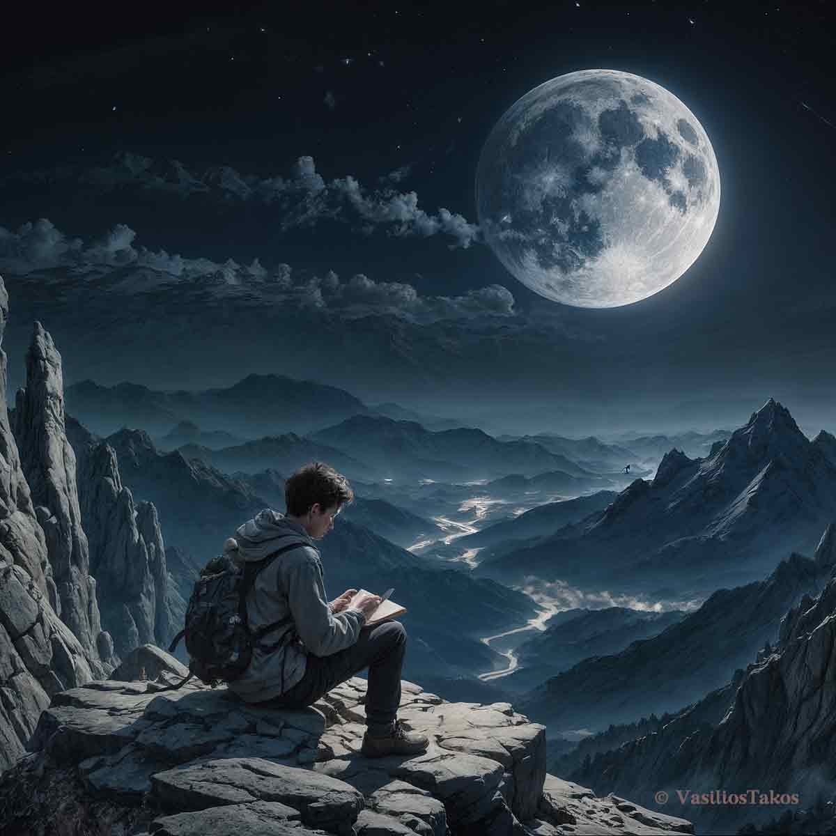Night sky featuring Moon in Capricorn over mountains